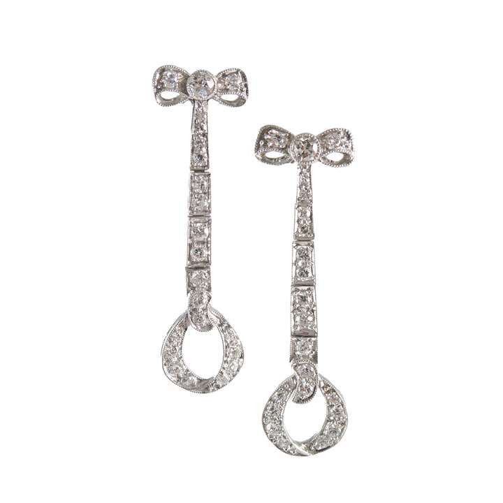 Pair of garland style diamond pendant earrings
